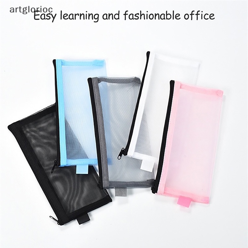 Art 1pc lưới trong suốt hộp đựng bút chì văn phòng sinh viên túi bút hộp đựng hóa đơn túi lưu trữ vn
