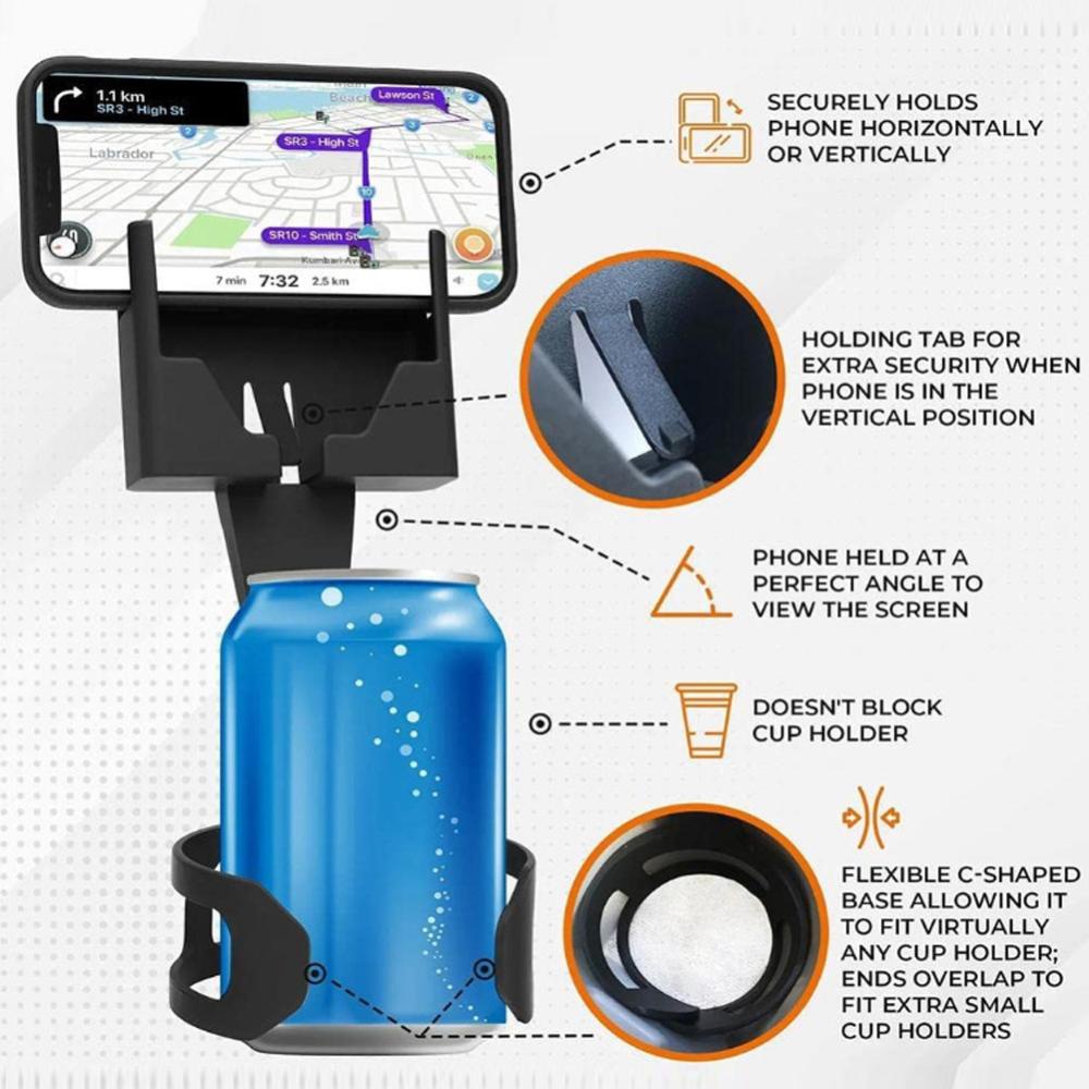 Nanasalonnn universal 2 in 1 anti-falling car water cup stand holder phone mount storage cup water bottle mobile navigation position phụ kiện b4z1