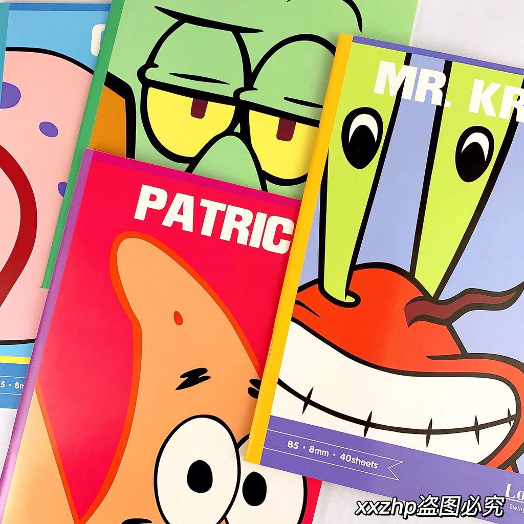Tic tok little red book blogger pop spongebob squarepants family b5 notebook student notepad đồ dùng học tập cô gái phim hoạt hình dễ thương văn phòng phẩm
