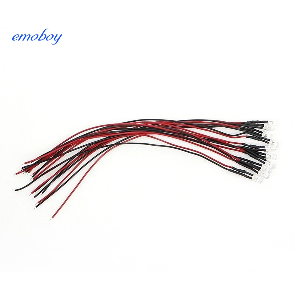 Emoboy 10 cái 20 cm 3mm / 5mm đèn led cáp bóng đèn điốt phát ra dc có dây pre-wired