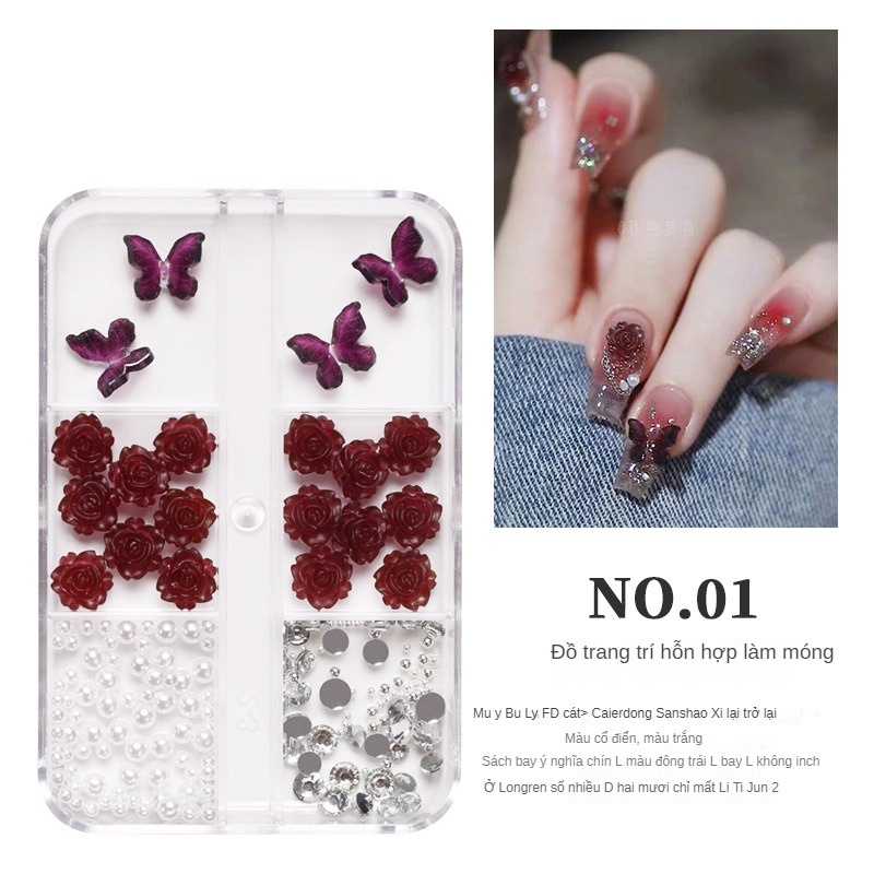 Trang trí nail Hộp Đựng Phụ Kiện Trang Sức Đính Đá Trang Trí Móng Tay Phong Cách Mới