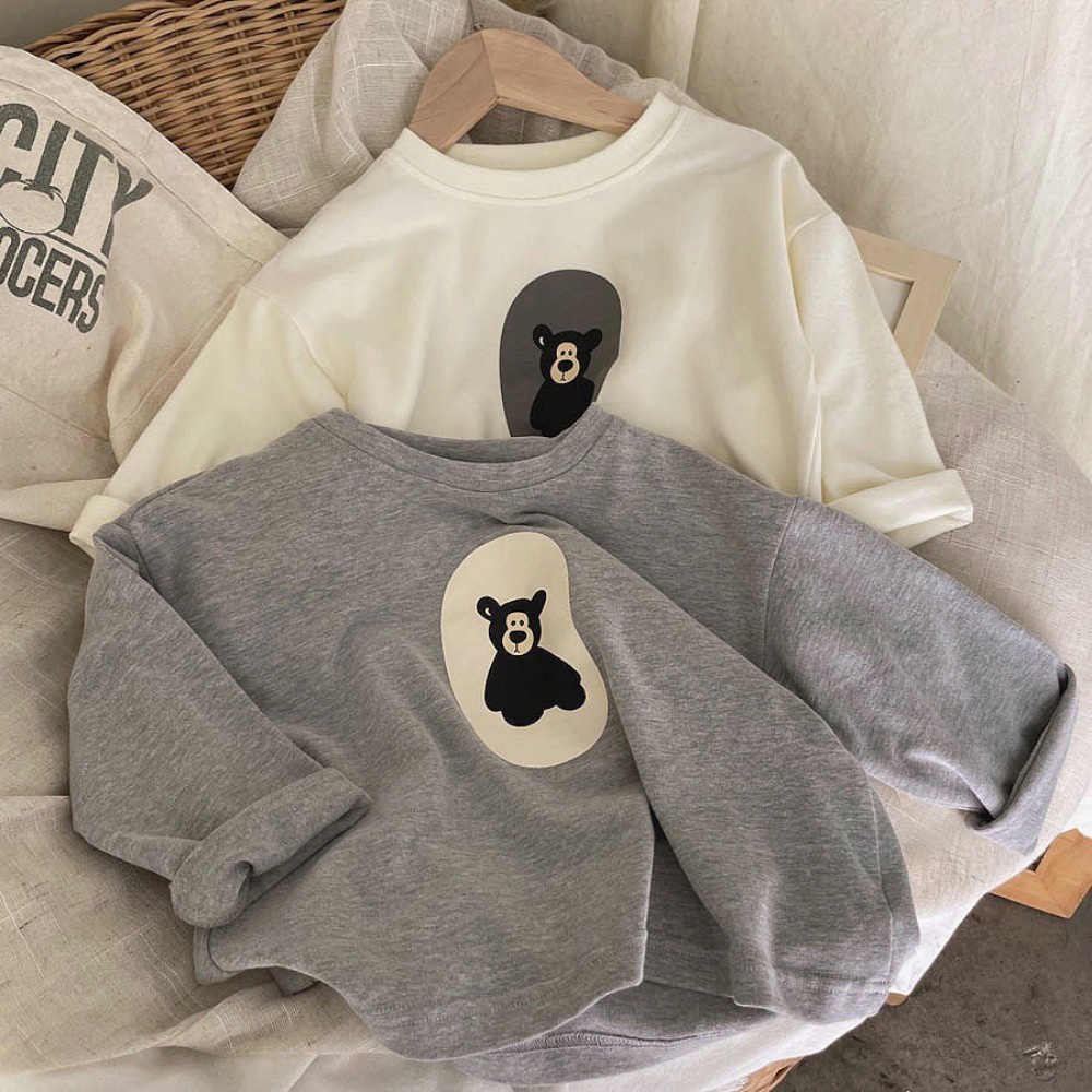 Trẻ em mùa xuân và mùa thu phim hoạt hình mới cổ tròn dài-tay áo t-shirt nam và nữ giản dị áo sơ mi cotton trẻ em
