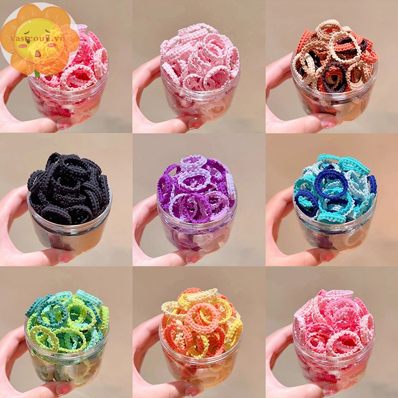 Vastji 50 cái dây buộc tóc đàn hồi cho bé gái nylon trẻ em giá đỡ tóc đuôi ngựa scrunchies trẻ em dây cao su dây buộc tóc mềm phụ kiện vn