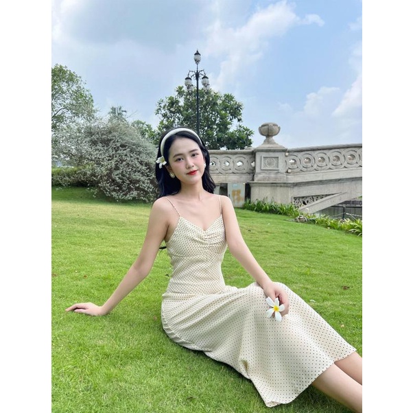 Váy 2 Dây nhún ngực Bằng Lụa Mát Họa Tiết Hoa NHí Phong Cách Mới Thời Trang Mùa Hè Ngọt Ngào