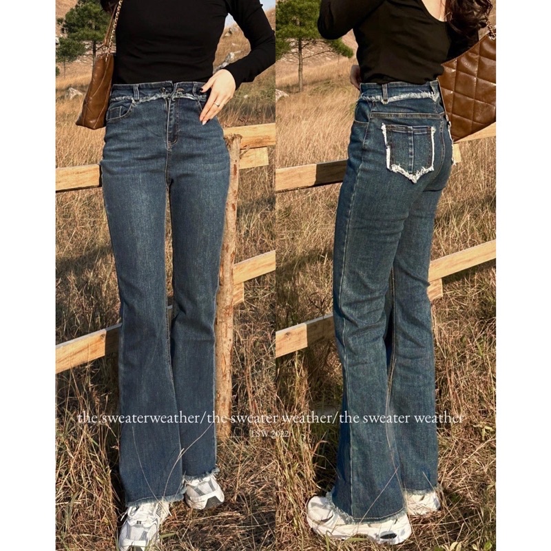 Quần jeans loe lưng cao ống dài hàng loại 1 chất co dãn đủ 3 màu