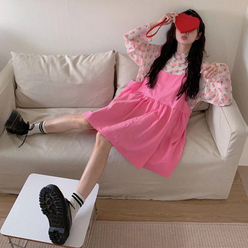 Đầm hai dây Ruo Bei Xuan lưng cao thời trang mùa hè ngọt ngào cho nữ
