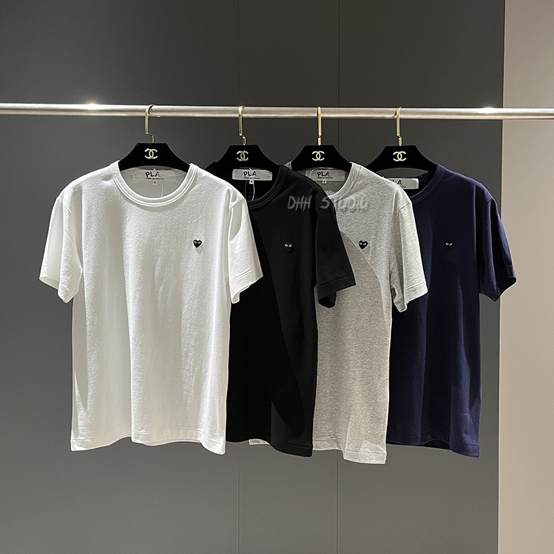 Play 220g fashion brand love cotton T-shirt Baoling black heart embroidery men's and women's play short sleeves