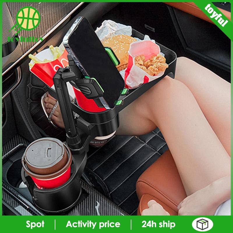 Giá đỡ cốc trên ô tô khay mở rộng xoay 360 phụ kiện ô tô đa năng tiện ích giá đỡ điện thoại giá đỡ đồ uống khay đựng thức ăn trên ô tô