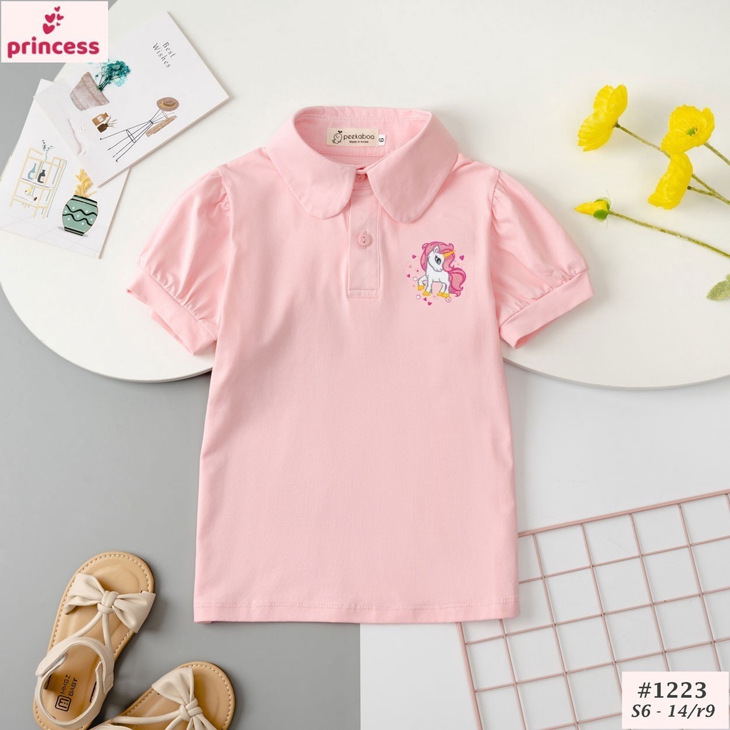 Áo Polo Cổ Sen Cotton Cộc Tay Bé Gái Mã ACT23200