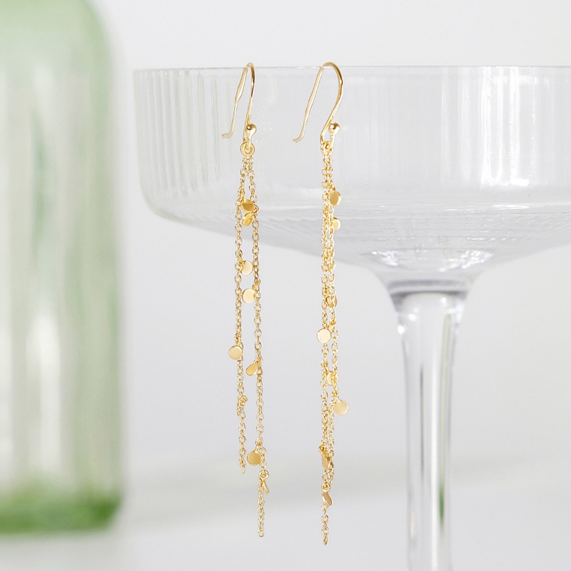 Hoa Tai Bạc Nữ CARA LUNA Thanh Mảnh Dáng Dài Dainty Threader - VSE507