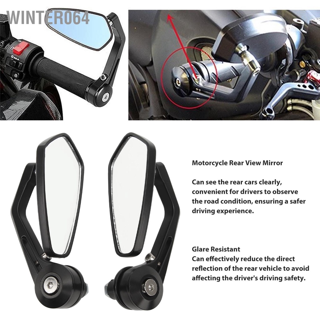 Gương Chiếu Hậu Màu Đen Trái Phải Gắn Tay Lái Xe Mô Tô Winter064