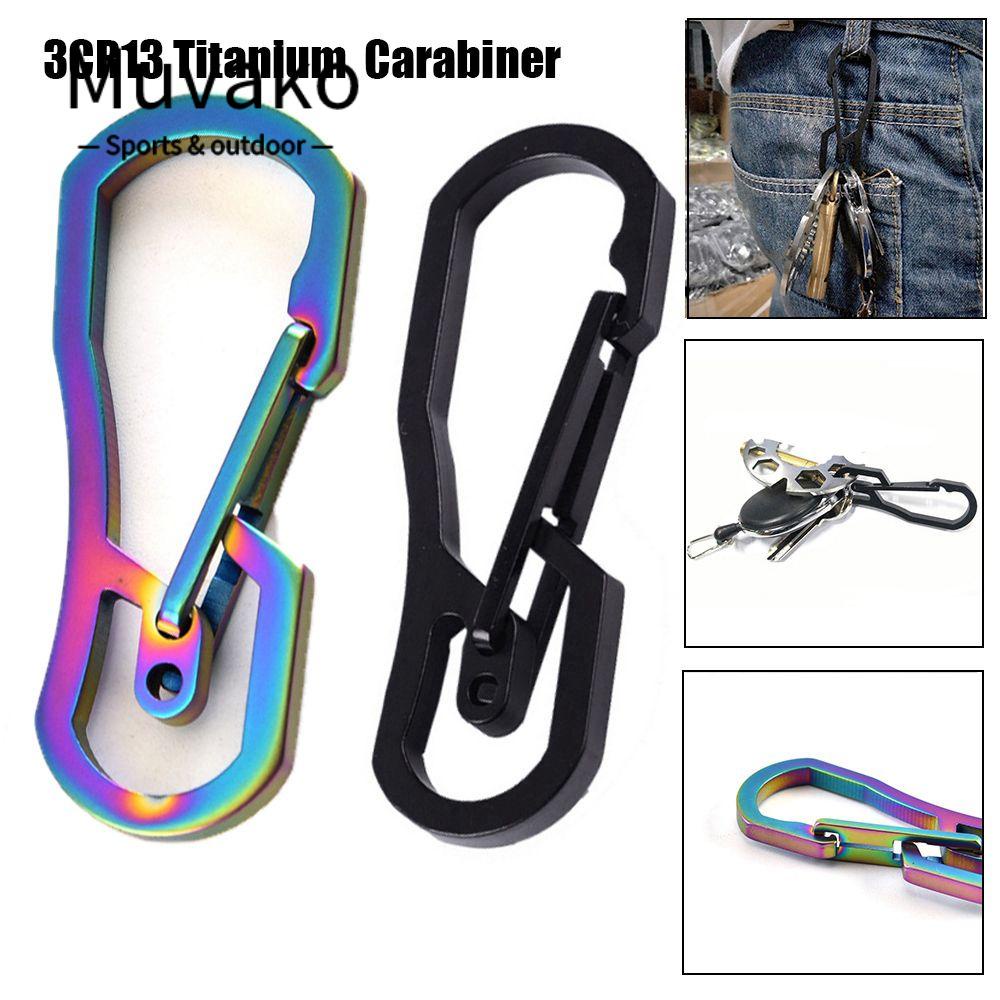 Muvako Leo núi carabiner đen / bạc chìa khóa treo khóa móc chìa khóa mạ titan