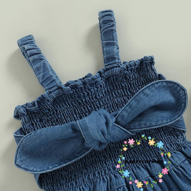 Áo Liền Quần Vải Denim Không Tay Màu Sắc Đáng Yêu Cho Bé