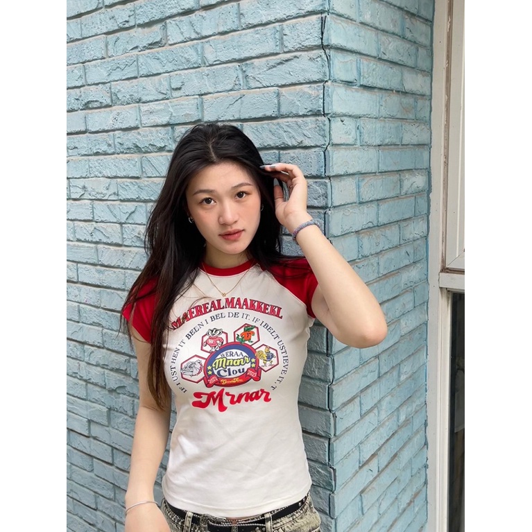 Áo Thun Tay Ngắn Dáng Ôm Màu Sắc Tương Phản Thời Trang Mùa Hè Xinh Xắn Cho Nữ