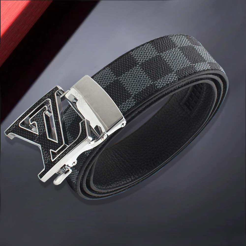 Genuine Leather High-End Versatile Letter Smooth Buckle Casual Belt Fashion L v Pants Male Young Man