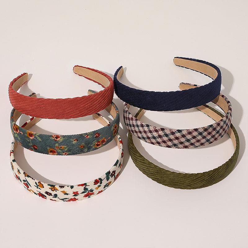 Băng Đô Cài Tóc Vải Nhung Kẻ Sọc Caro Màu Trơn Phong Cách Cổ Điển Thời Trang Cho Nữ Màu Sắc