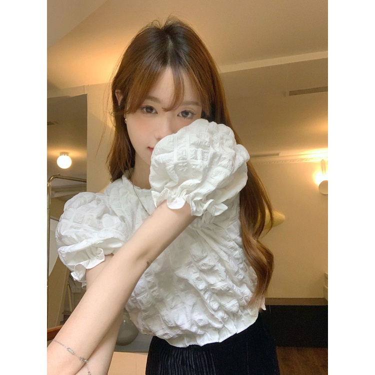 COZOK Áo Kiểu Tay Phồng Ngắn Thời Trang Vintage Cá Tính