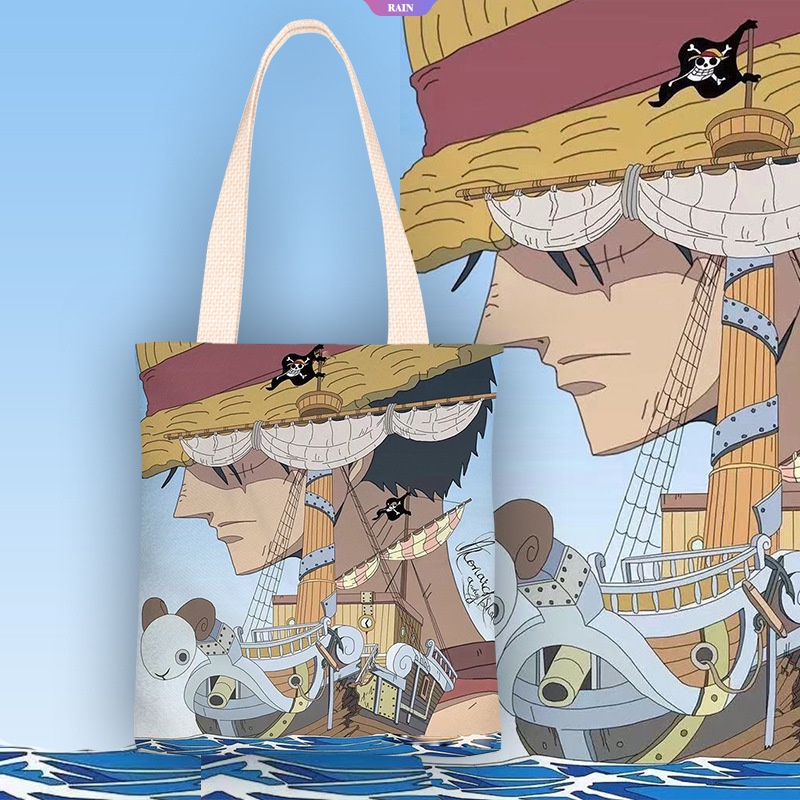 Túi Đeo Vai Vải Canvas Cỡ Lớn In Hoạt Hình ONE PIECE Dễ Thương Cho Nữ