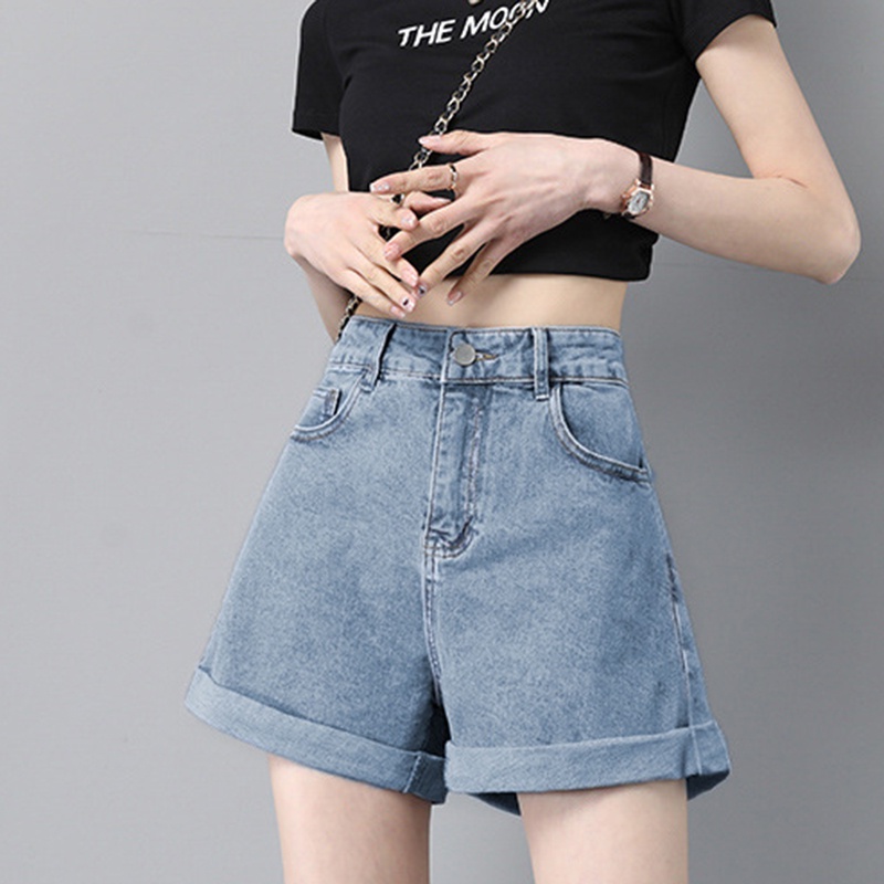 IELGY Quần ngắn ống rộng Lưng Cao Tôn Dáng Hợp Thời Trang Cho Nữ