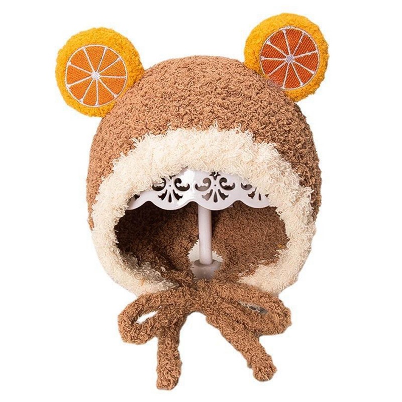 Mũ Beanie Màu Trơn Giữ Ấm Tai Gấu Dễ Thương Cho Bé