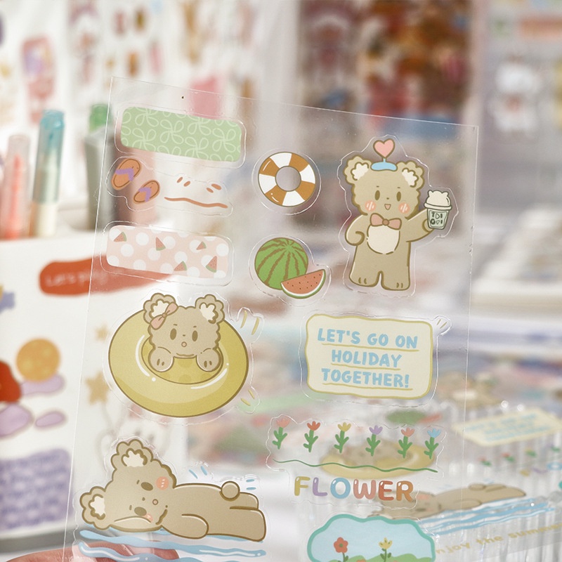 Sticker Dán Trang Trí Sổ Tay Hình Gấu Thỏ Đáng Yêu