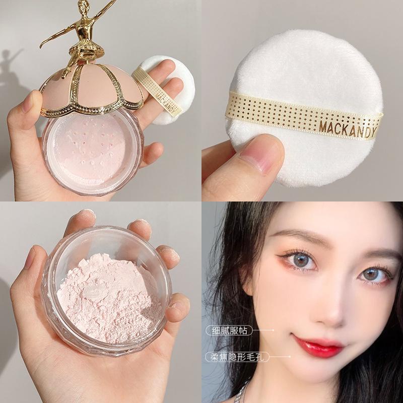 MACKANDY Bộ tượng ba lê bột trang điểm không thấm nước chống mồ hôi kiểm soát dầu lâu dài bột mật ong thu nhỏ lỗ chân lông