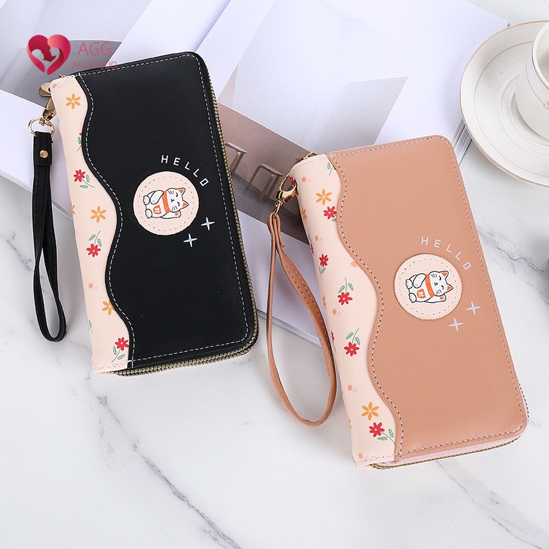 Nhật Bản và Hàn Quốc mới phụ nữ ví dài đôi Zipper ví phim hoạt hình dễ thương sinh viên khối lượng lớn đa chức năng cầm tay túi