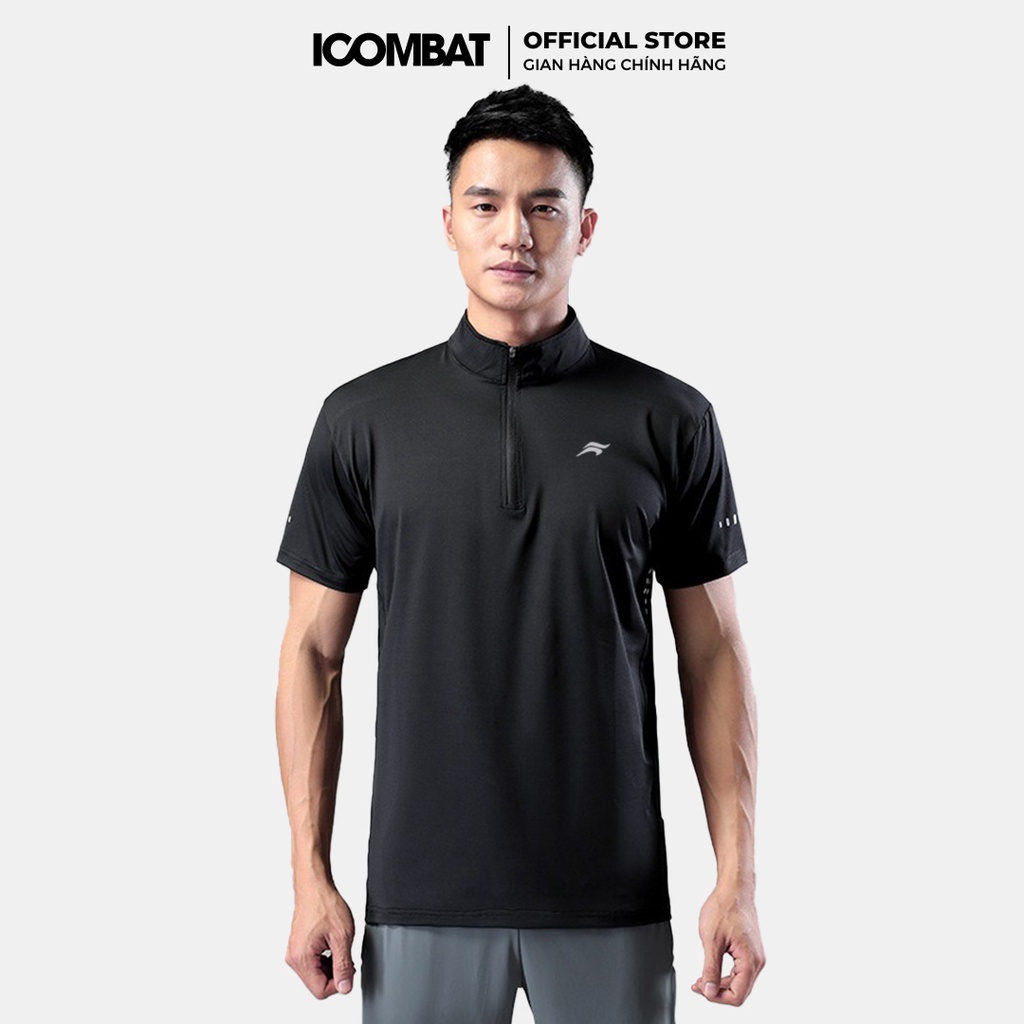 Áo thun Body Tee nam cổ trụ iCOMBAT CoolMax™ S6 Logo thoáng khí kiểu Polo thể thao có khóa kéo