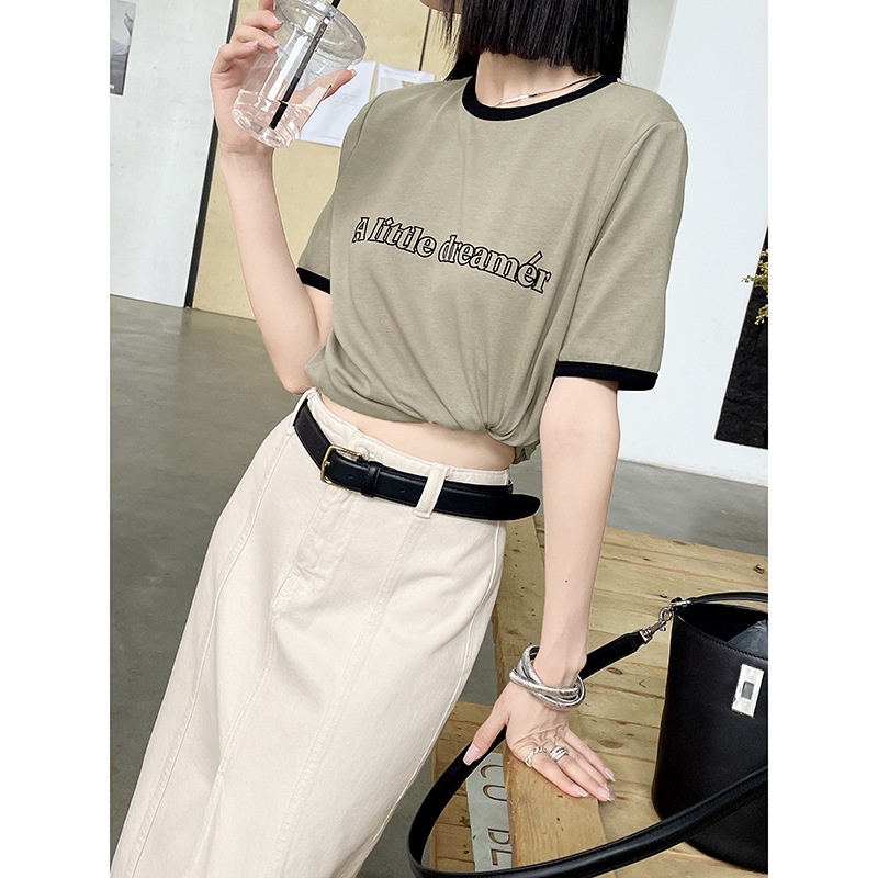 Gracetinahoo Thirteen Line Áo Thun Cotton Tinh Khiết Phối Màu Thời Trang Mùa Hè 2023 Phong Cách Mới Dễ Phối Đồ