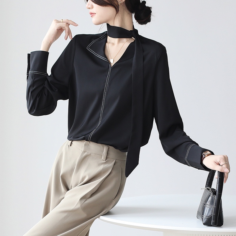 Áo Sơ Mi Cao Cấp Phong Cách Pháp Thời Trang Xuân Thu 2023 Mới Cho Nữ