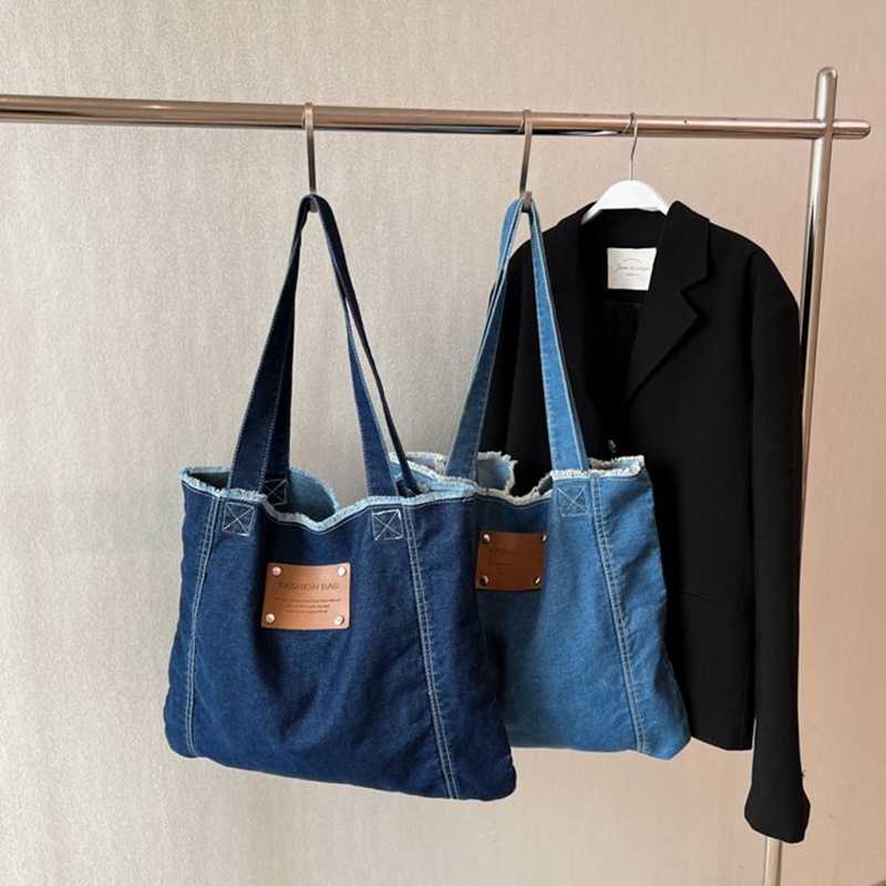 Túi tote Đeo Vai Vải denim Sức Chứa Lớn Thời Trang Hàn Quốc Dễ Phối Đồ Cho Nữ