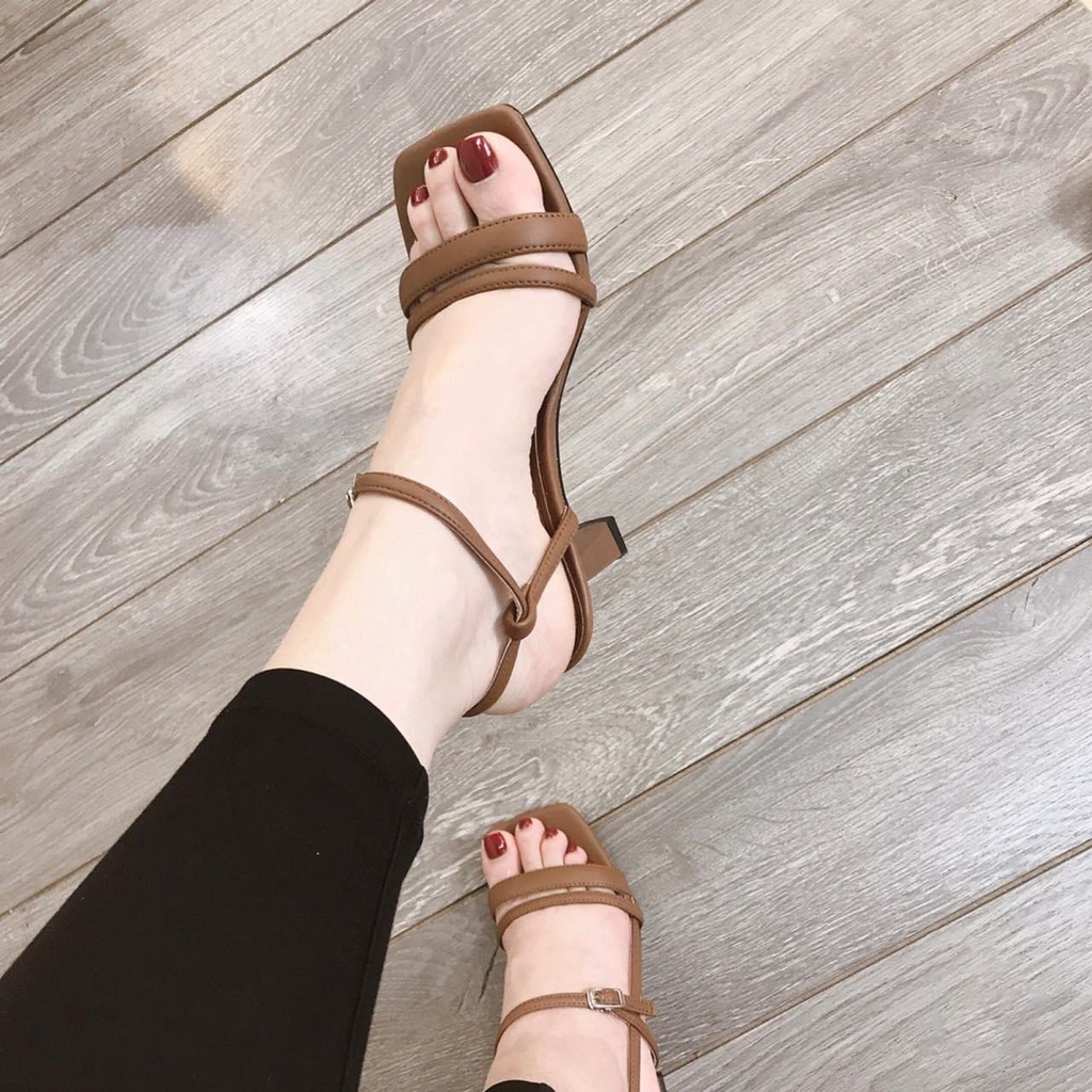 Sandal cao gót nữ 6 phân quai mảnh gót nhọn chắc chắn Giày Bánh Bèo mã Sandal13