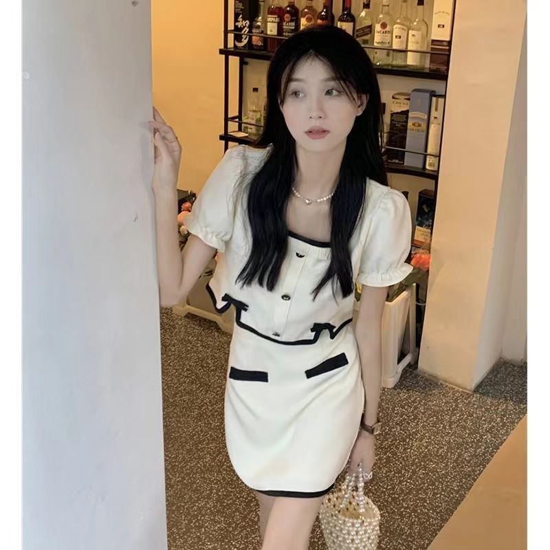 Set Áo Lửng Phối Chân Váy Ngắn Phong Cách Retro Thời Trang Hè Mới Cá Tính Cho Nữ