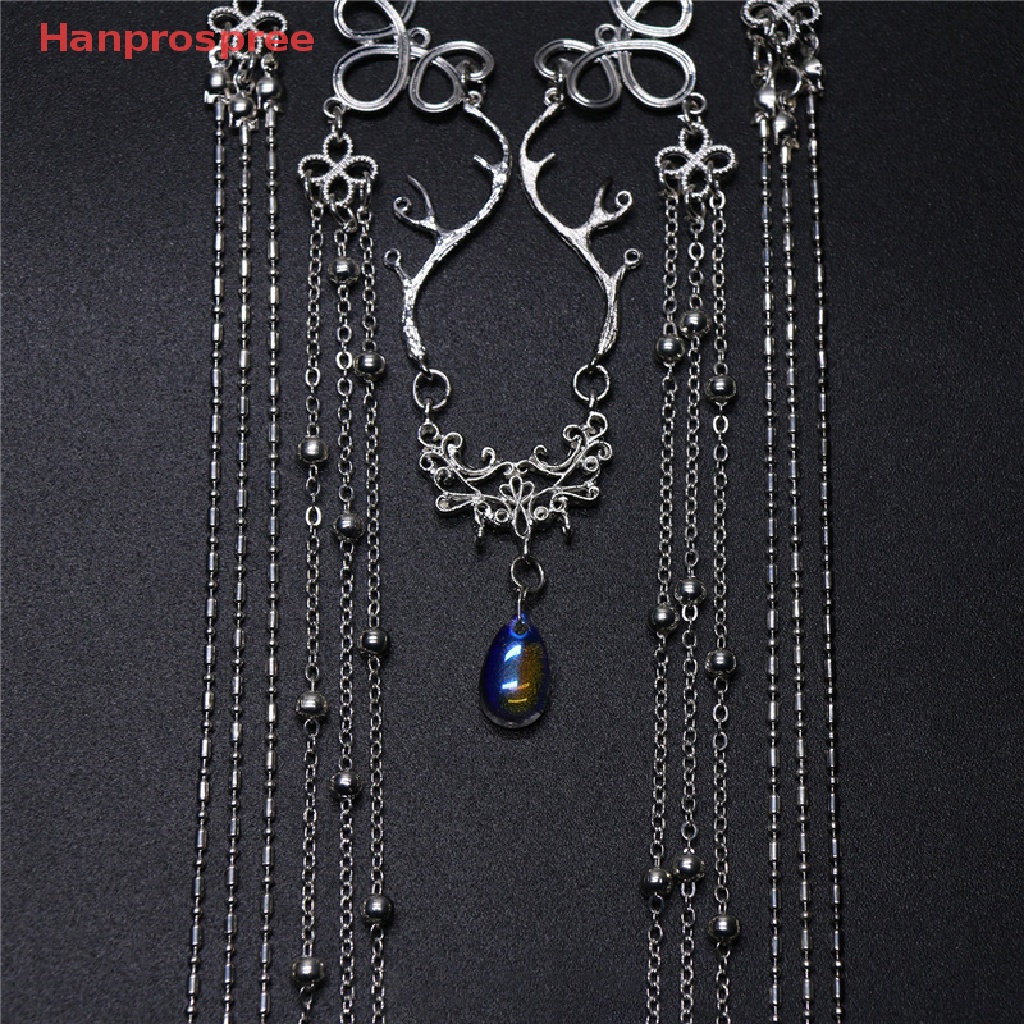 Hanprospree > Băng Đô Cài Tóc Chuỗi Xích Đính Đá Hình Giọt Nước Phối Tua Rua Phong Cách Trung Hoa Cổ Điển