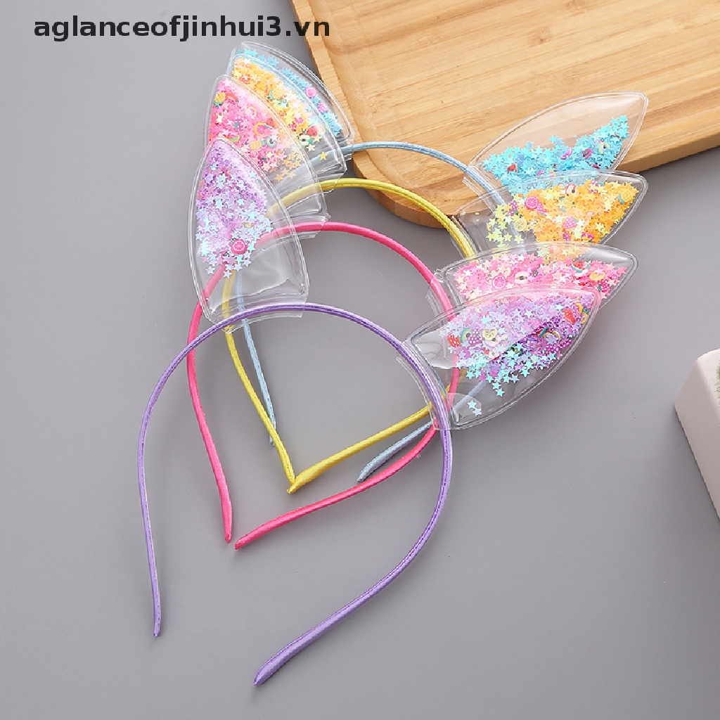 ~ Afhvn ~ Băng Đô Trong Suốt Phối Kim Tuyến Lấp Lánh Thời Trang Cho Bé Gái