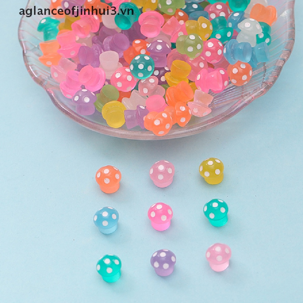 Set 10 Cây Nấm Mini Dạ Quang Nhiều Màu Trang Trí Nhà Búp Bê
