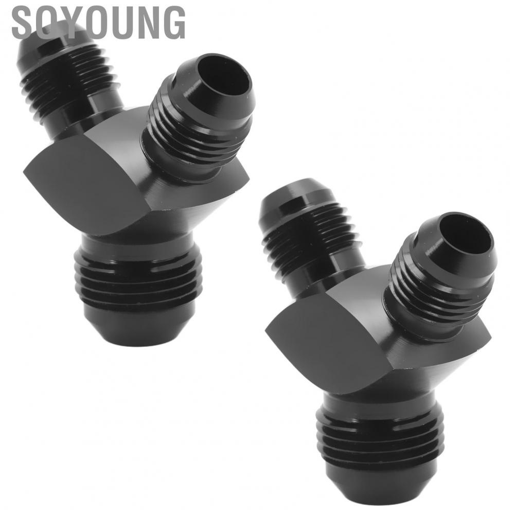 Soyoung Y Block Adapter Fitting  AN8 To 2AN6 2PCS Strong Sealing Black Universal for Fuel Pumps