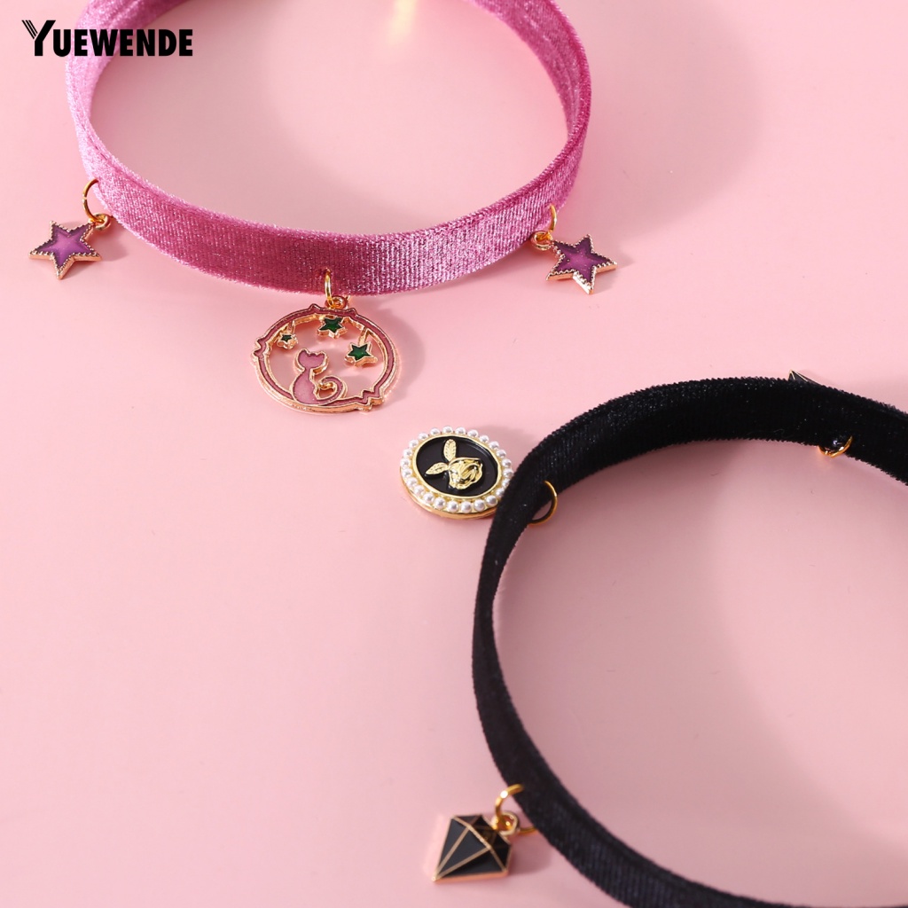 Yue.z Vòng Cổ Màu Sắc Sống Động Phong Cách Retro Kèm Mặt Dây Trang Trí Dành Cho Thú Cưng