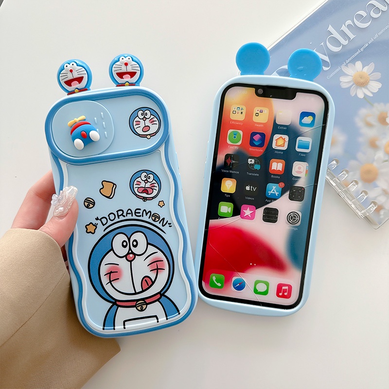 Ốp Điện Thoại TPU Dẻo Họa Tiết Doremon 3D Dễ Thương Cho iPhone 14 13 12 Pro Max Plus 11