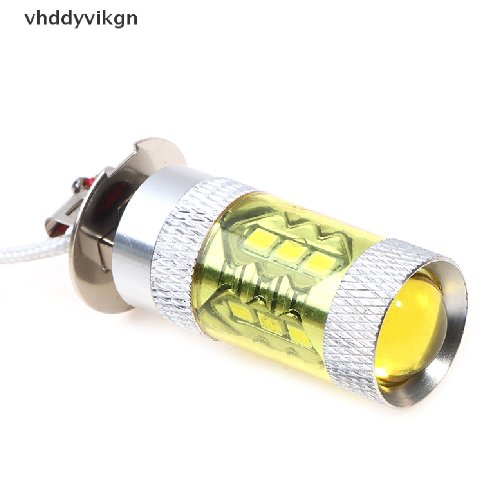 Bộ 2 Đèn LED Sương Mù Ánh Sáng Vàng 12-24V H3 80W 16 SMD Chất Lượng Cao Cho Xe Hơi