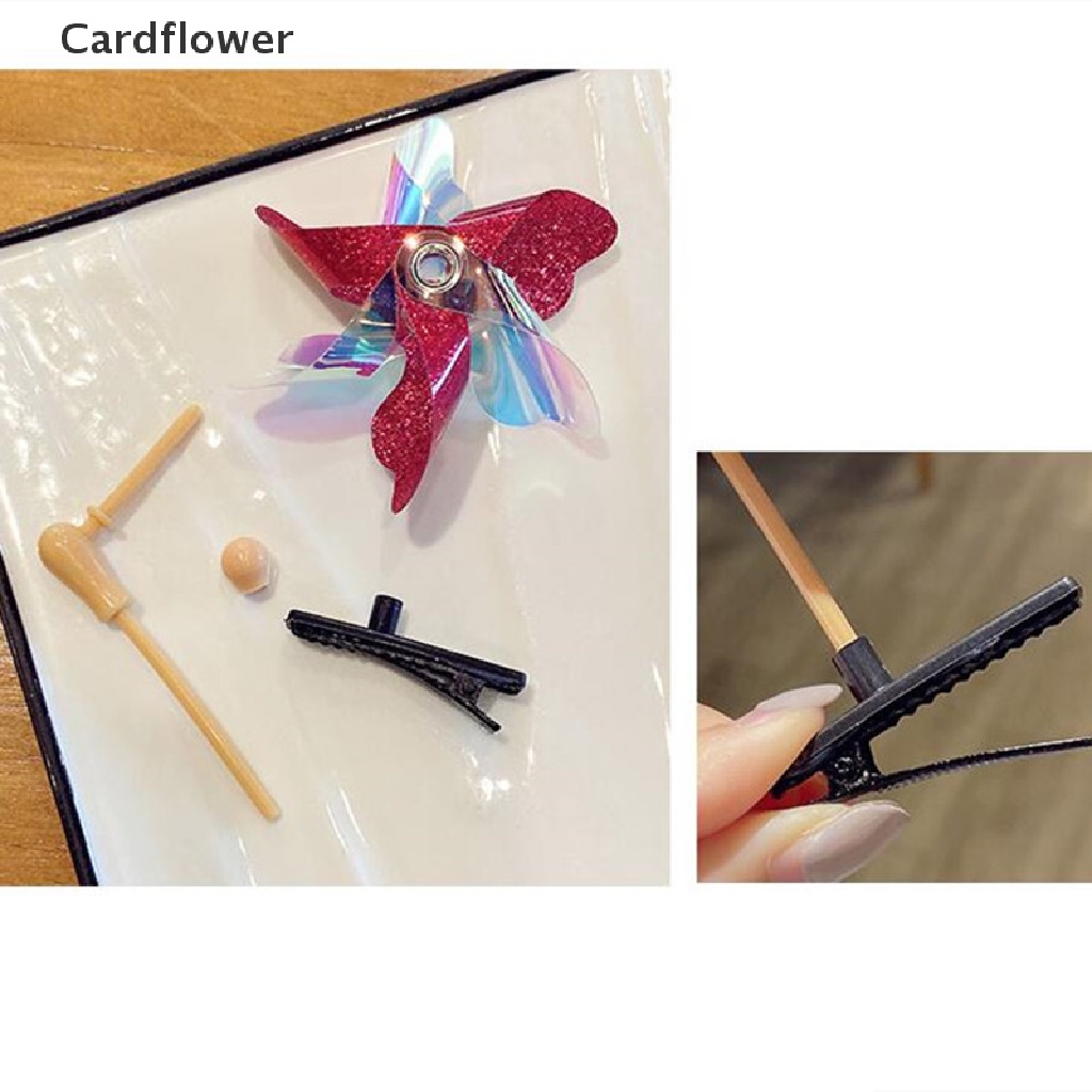 &lt; Cardflower &gt; Kẹp Tóc Bằng Nhựa Đính Kim Sa Laser Hình Cối Xay Gió Nhiều Màu Sắc Ngọt Ngào Cho Bé Gái Sinh
