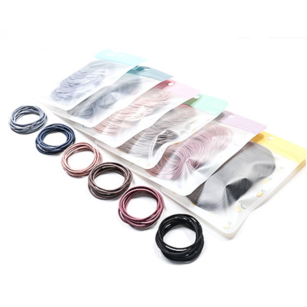 Set 4 / 100 Dây Cột Tóc Co Giãn Màu Trơn Thời Trang Cho Nữ