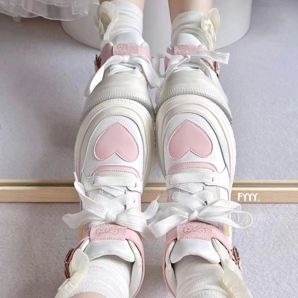 Giày Sneaker Đế Dày Tăng Chiều Cao Màu Macaron Dễ Thương Cho Nữ