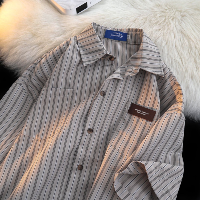 Áo Sơ Mi Tay Ngắn Họa Tiết Kẻ Sọc Thời Trang Mùa Hè 2023 Dành Cho Nam Nữ