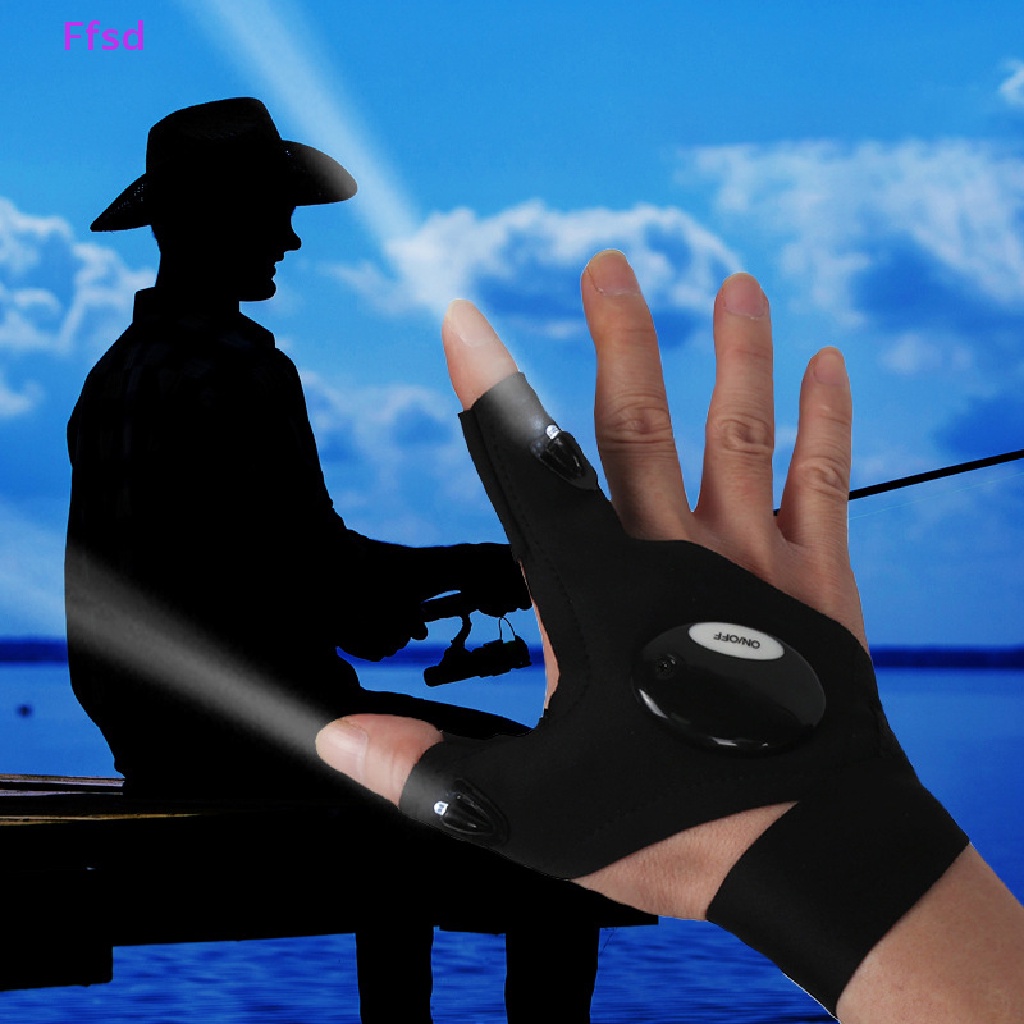 {Ffsd} Găng Tay Câu Cá Không Ngón Có Đèn Pin LED Có Thể Sạc Lại