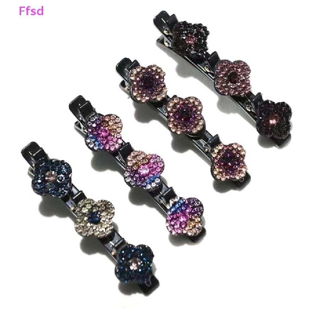 {Ffsd} Kẹp Tóc Bện Đính Đá Pha Lê Lấp Lánh 1 Cái