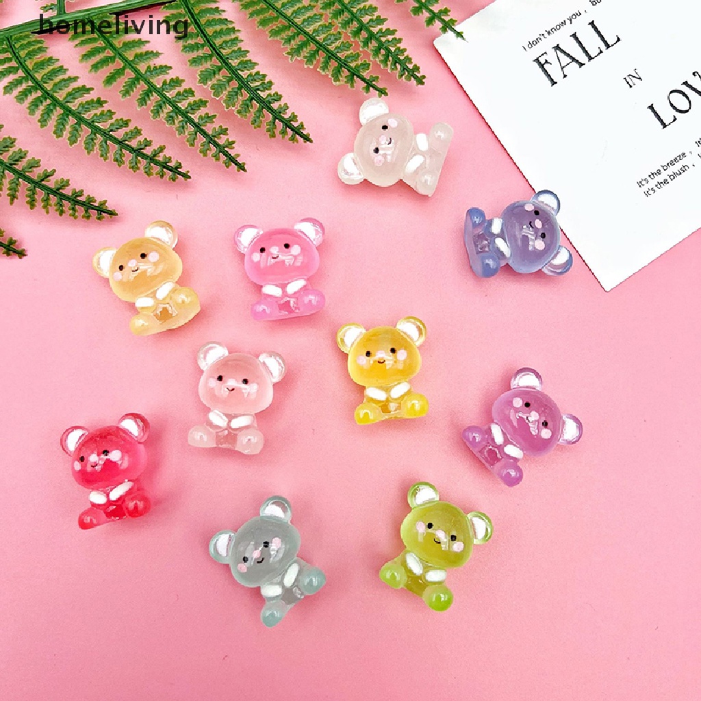 Bộ 2 Mô Hình Gấu Hoạt Hình Bằng Nhựa Resin Phát Sáng Dễ Thương Trang Trí Xe Hơi