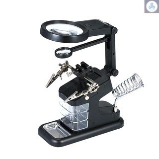 Multi-Functional Welding Magnifier 3X/4.5X/25X LED Light Desktop Magnifier USB Port Soldering Stand Repair Tool Magnifier