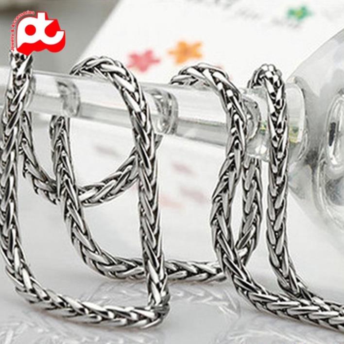 Dây chuyền nam inox thời trang kiểu bông dừa xoắn ahaha.officical kích cỡ 3mm màu trắng thép không gỉ PTDCNA16