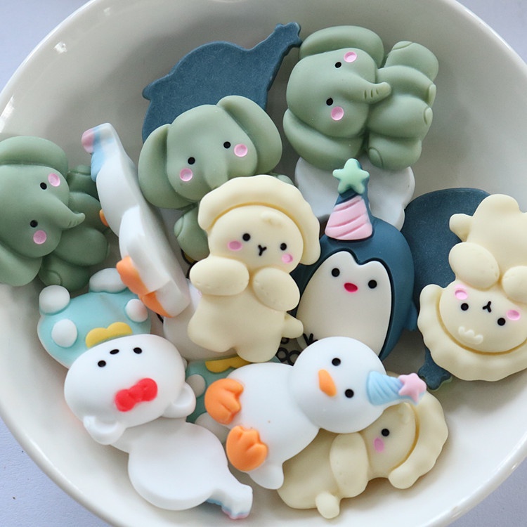 Bộ 10 Vật Liệu Cabochon Thủ Công Hình Động Vật Hoạt Hình